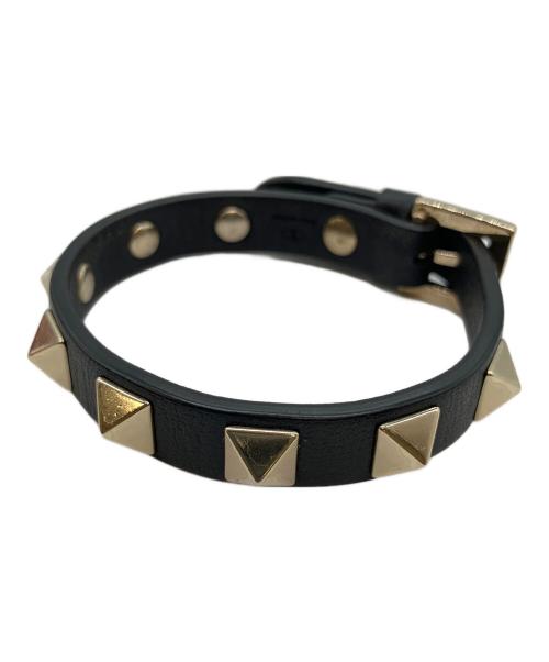 VALENTINO GARAVANI（ヴァレンティノ・ガラヴァーニ）VALENTINO GARAVANI (ヴァレンティノ・ガラヴァーニ) スタッズブレスレット ブラック×ゴールドの古着・服飾アイテム