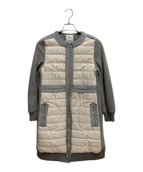 LANVIN en Bleu（ランバンオンブルー）LANVIN en Bleu (ランバンオンブルー) ノーカラーコート グレー×ベージュ サイズ:SIZE Mの古着・服飾アイテム