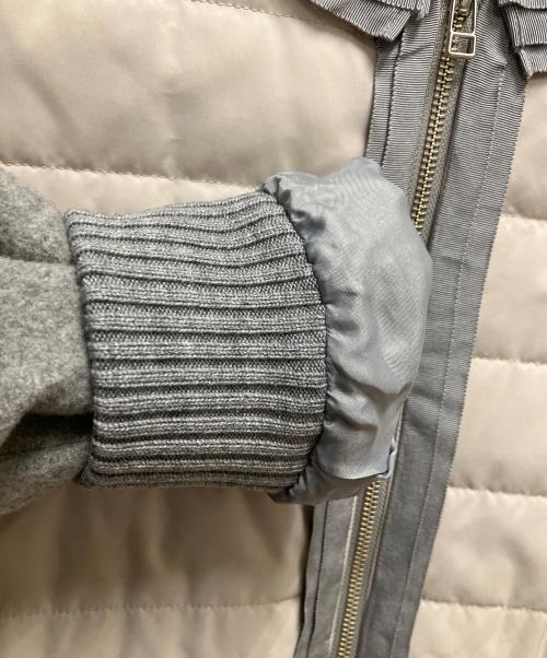 LANVIN en Bleu（ランバンオンブルー）LANVIN en Bleu (ランバンオンブルー) ノーカラーコート グレー×ベージュ サイズ:SIZE Mの古着・服飾アイテム