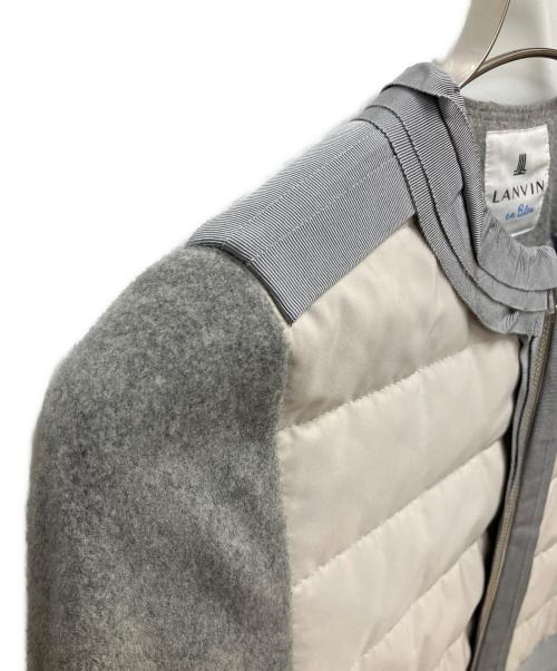 LANVIN en Bleu（ランバンオンブルー）LANVIN en Bleu (ランバンオンブルー) ノーカラーコート グレー×ベージュ サイズ:SIZE Mの古着・服飾アイテム