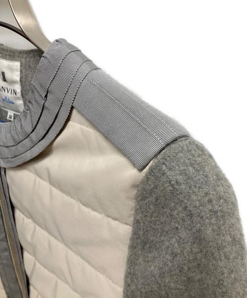 LANVIN en Bleu（ランバンオンブルー）LANVIN en Bleu (ランバンオンブルー) ノーカラーコート グレー×ベージュ サイズ:SIZE Mの古着・服飾アイテム