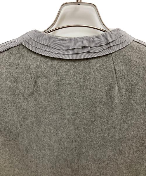 LANVIN en Bleu（ランバンオンブルー）LANVIN en Bleu (ランバンオンブルー) ノーカラーコート グレー×ベージュ サイズ:SIZE Mの古着・服飾アイテム