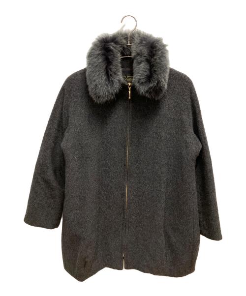 Leilian（レリアン）Leilian (レリアン) ファー付ジャケット グレー サイズ:SIZE 11の古着・服飾アイテム