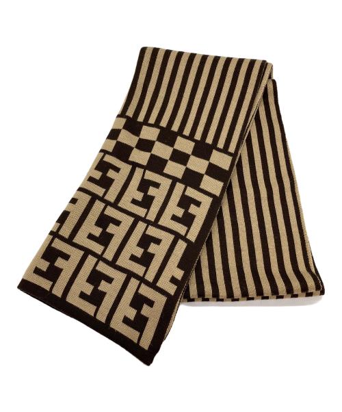 FENDI（フェンディ）FENDI (フェンディ) ズッカ柄マフラー ベージュ×ブラウンの古着・服飾アイテム
