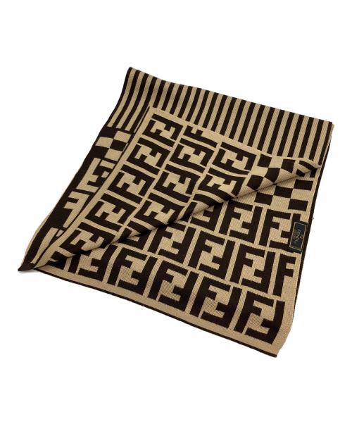 FENDI（フェンディ）FENDI (フェンディ) ズッカ柄マフラー ベージュ×ブラウンの古着・服飾アイテム