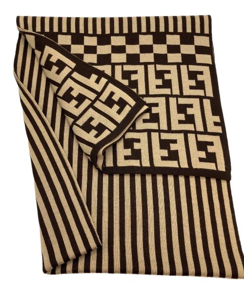 FENDI（フェンディ）FENDI (フェンディ) ズッカ柄マフラー ベージュ×ブラウンの古着・服飾アイテム
