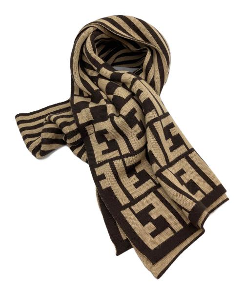 FENDI（フェンディ）FENDI (フェンディ) ズッカ柄マフラー ベージュ×ブラウンの古着・服飾アイテム