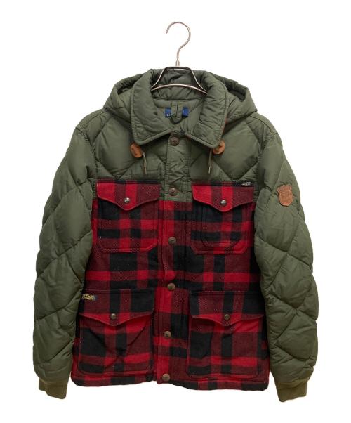 POLO RALPH LAUREN（ポロ・ラルフローレン）POLO RALPH LAUREN (ポロ・ラルフローレン) キルティング切替ジャケット レッド×グリーン サイズ:SIZE Sの古着・服飾アイテム