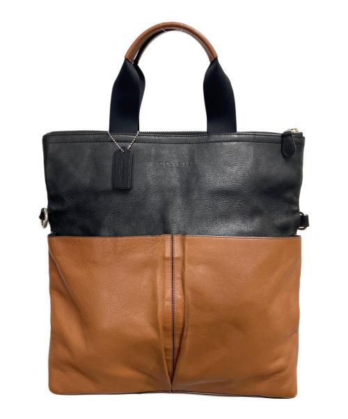 COACH（コーチ）COACH (コーチ) フィールド フォルドオーバー トート　2WAYバッグ ブラック×ブラウンの古着・服飾アイテム