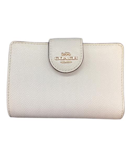 COACH（コーチ）COACH (コーチ) ミディアム コーナー ジップ ウォレット 2つ折り財布 ホワイトの古着・服飾アイテム