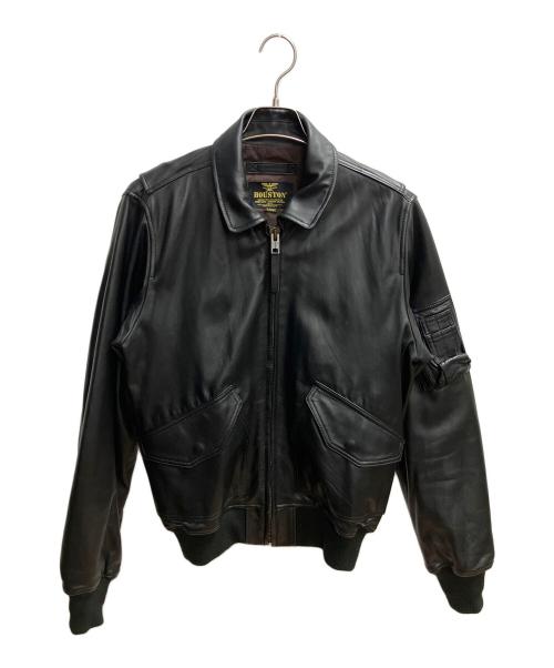HOUSTON（ヒューストン）HOUSTON (ヒューストン) SHEEP LEATHER CWU45P FLIGHT JACKET レザージャケット ブラック サイズ:SIZE Lの古着・服飾アイテム