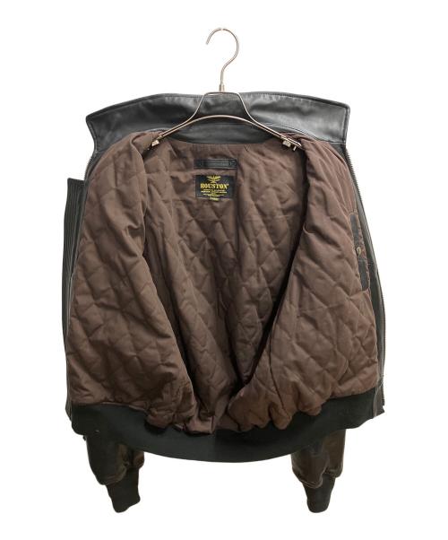 HOUSTON（ヒューストン）HOUSTON (ヒューストン) SHEEP LEATHER CWU45P FLIGHT JACKET レザージャケット ブラック サイズ:SIZE Lの古着・服飾アイテム