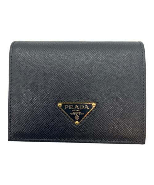 PRADA（プラダ）PRADA (プラダ) SAFFIANO METAL 2つ折り財布 ブラックの古着・服飾アイテム
