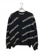 BALENCIAGAバレンシアガ）の古着「Allover Logo Crewneck Knit」｜ブラック