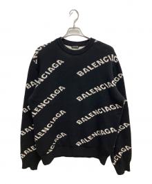 BALENCIAGA（バレンシアガ）の古着「Allover Logo Crewneck Knit」｜ブラック