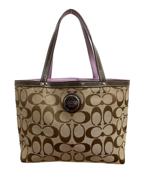 COACH（コーチ）COACH (コーチ) シグネチャー ミニ トートバッグ ベージュの古着・服飾アイテム