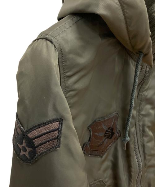 ALPHA（アルファ）ALPHA (アルファ) フーデッドリブジャケット MA-1 フライトジャケット グリーン サイズ:SIZE Mの古着・服飾アイテム