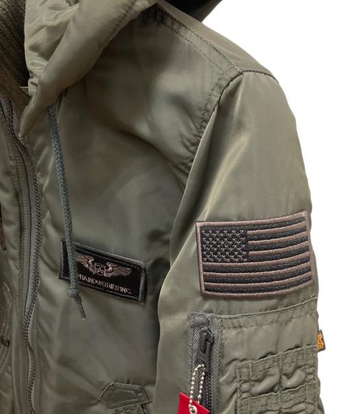 ALPHA（アルファ）ALPHA (アルファ) フーデッドリブジャケット MA-1 フライトジャケット グリーン サイズ:SIZE Mの古着・服飾アイテム