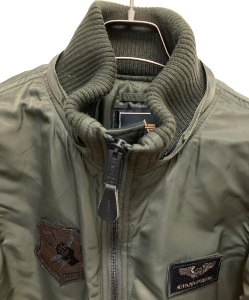 ALPHA（アルファ）ALPHA (アルファ) フーデッドリブジャケット MA-1 フライトジャケット グリーン サイズ:SIZE Mの古着・服飾アイテム