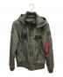 ALPHA（アルファ）の古着「フーデッドリブジャケット MA-1 フライトジャケット」｜グリーン