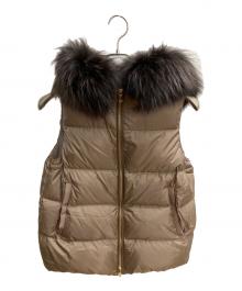 nano・universe×西川ダウン（ナノ・ユニバース×ニシカワダウン）の古着「ファー付きダウンベスト」｜ブラウン