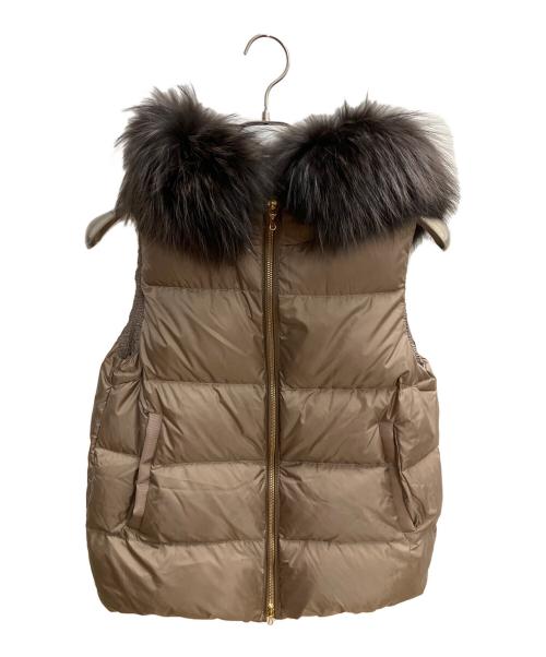 nano・universe（ナノ・ユニバース）nano・universe (ナノ・ユニバース) 西川ダウン (ニシカワダウン) ファー付きダウンベスト ブラウン サイズ:SIZE Mの古着・服飾アイテム