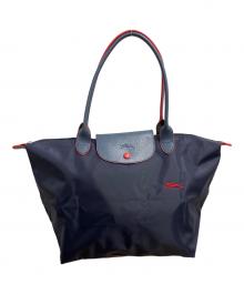 LONGCHAMP（ロンシャン）の古着「ル・プリアージュ クラブ　ハンドバッグ」｜ネイビー×レッド