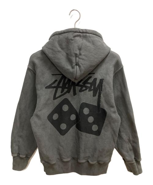 stussy（ステューシー）stussy (ステューシー) DICE ZIP HOODIE PIGMENT DYED グレー サイズ:SIZE Mの古着・服飾アイテム