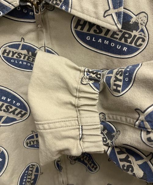 Hysteric Glamour（ヒステリックグラマー）Hysteric Glamour (ヒステリックグラマー) OVALWOMAN　ジップブルゾン ベージュ×ブルー サイズ:SIZE Sの古着・服飾アイテム