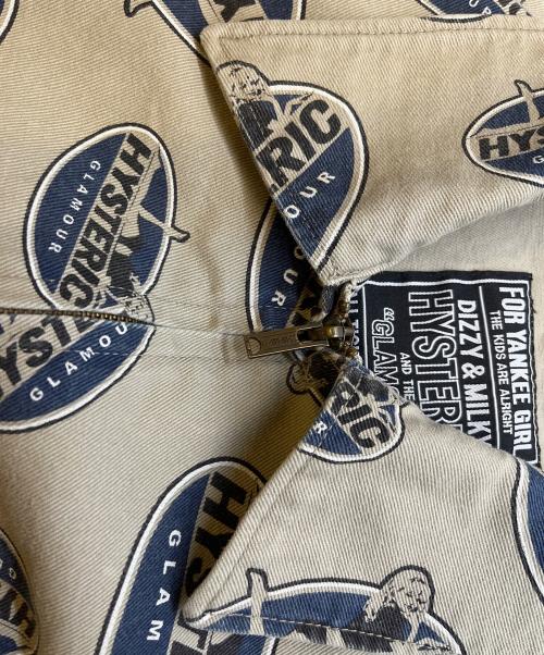 Hysteric Glamour（ヒステリックグラマー）Hysteric Glamour (ヒステリックグラマー) OVALWOMAN　ジップブルゾン ベージュ×ブルー サイズ:SIZE Sの古着・服飾アイテム