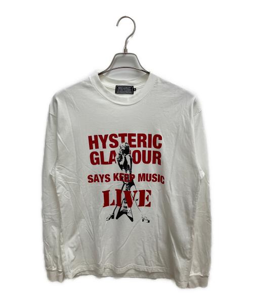 Hysteric Glamour（ヒステリックグラマー）Hysteric Glamour (ヒステリックグラマー) KEEP MUSIC 長袖Tシャツ ホワイト×レッド サイズ:SIZE Mの古着・服飾アイテム