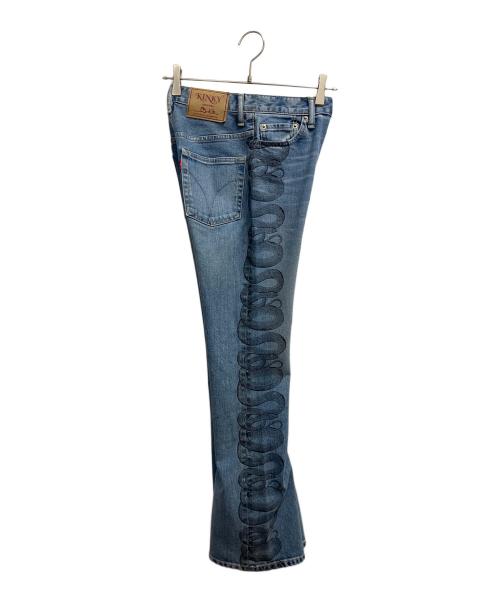 Hysteric Glamour（ヒステリックグラマー）Hysteric Glamour (ヒステリックグラマー) SNAKE LOOP デニムフレアパンツ インディゴ サイズ:SIZE 63.5cm (W25)の古着・服飾アイテム