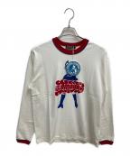 Hysteric Glamourヒステリックグラマー）の古着「VIXEN GIRL 長袖Tシャツ」｜ホワイト×レッド