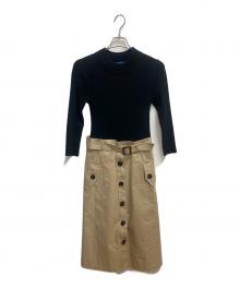 BLUE LABEL CRESTBRIDGE（ブルーレーベルクレストブリッジ）の古着「長袖ワンピース」｜ブラック×ベージュ