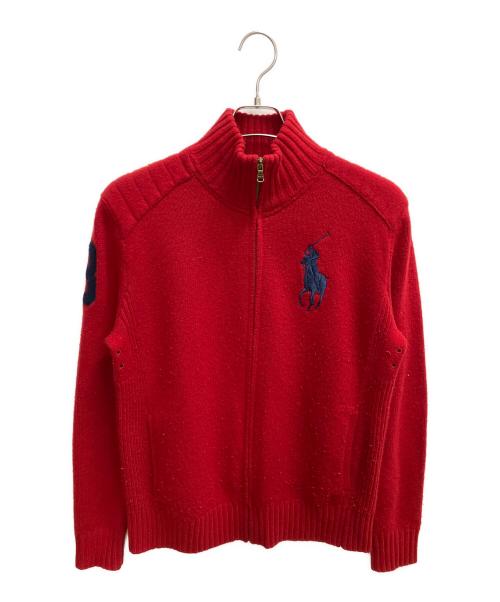POLO RALPH LAUREN（ポロ・ラルフローレン）POLO RALPH LAUREN (ポロ・ラルフローレン) ジップアップニット　カーディガン レッド サイズ:SIZE Sの古着・服飾アイテム