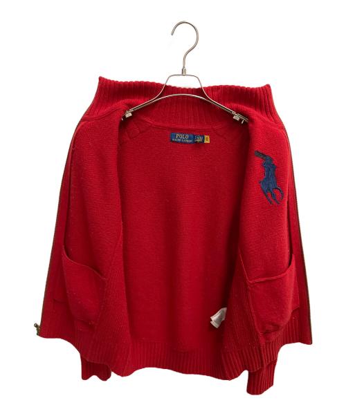 POLO RALPH LAUREN（ポロ・ラルフローレン）POLO RALPH LAUREN (ポロ・ラルフローレン) ジップアップニット　カーディガン レッド サイズ:SIZE Sの古着・服飾アイテム