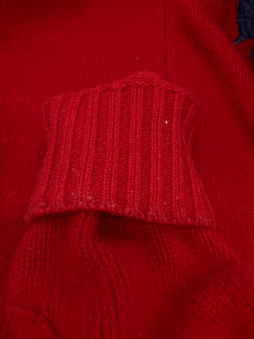 POLO RALPH LAUREN（ポロ・ラルフローレン）POLO RALPH LAUREN (ポロ・ラルフローレン) ジップアップニット　カーディガン レッド サイズ:SIZE Sの古着・服飾アイテム