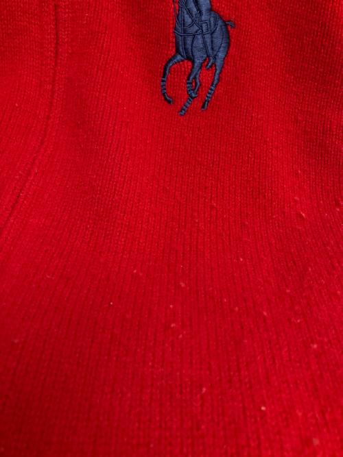 POLO RALPH LAUREN（ポロ・ラルフローレン）POLO RALPH LAUREN (ポロ・ラルフローレン) ジップアップニット　カーディガン レッド サイズ:SIZE Sの古着・服飾アイテム
