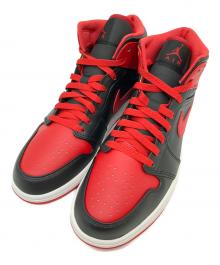 NIKE（ナイキ）の古着「Air Jordan 1 Mid "Bred Toe" ハイカットスニーカー」｜ブラック×レッド