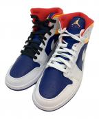 NIKEナイキ）の古着「Jordan 1 Mid "White/Navy/Yellow" スニーカー」｜ホワイト×ブルー