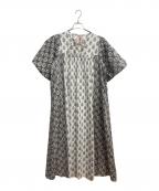 Aguniアグニ）の古着「半袖ワンピース」｜ホワイト×グレー