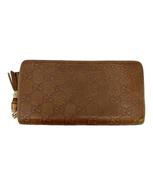 GUCCI（グッチ）GUCCI (グッチ) グッチシマ バンブー ラウンドファスナー長財布 ブラウンの古着・服飾アイテム