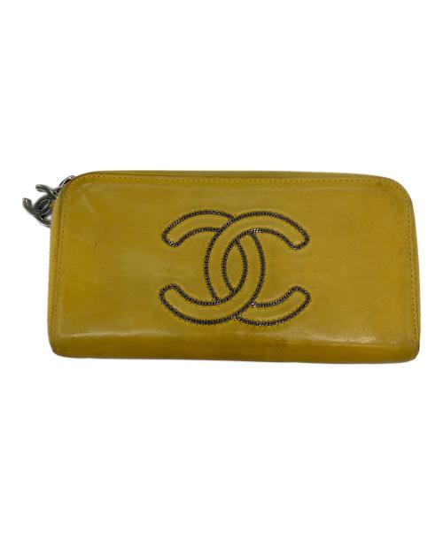 CHANEL（シャネル）CHANEL (シャネル) ラウンドファスナー長財布 イエローの古着・服飾アイテム