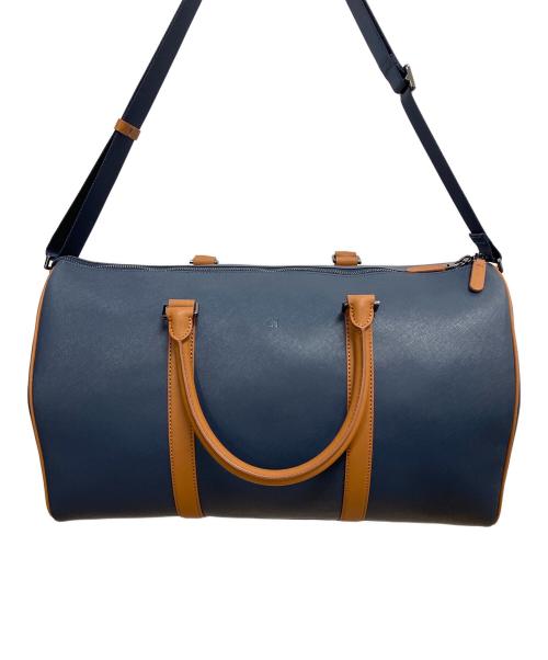 COLE HAAN（コールハーン）COLE HAAN (コールハーン) 2WAYボストンバッグ ネイビー×ブラウンの古着・服飾アイテム