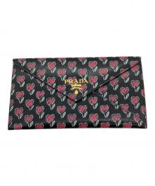 PRADA（プラダ）の古着「VITELLO MOVE LOVE エンベロープ 長財布」｜ブラック