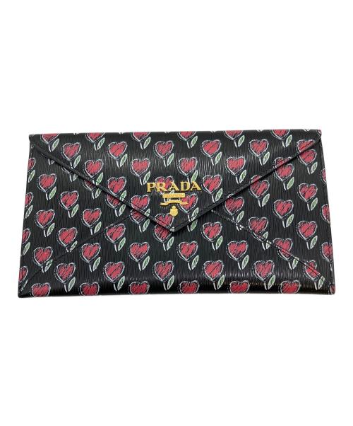 PRADA（プラダ）PRADA (プラダ) VITELLO MOVE LOVE エンベロープ 長財布 ブラックの古着・服飾アイテム