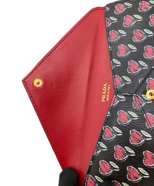 PRADA（プラダ）PRADA (プラダ) VITELLO MOVE LOVE エンベロープ 長財布 ブラックの古着・服飾アイテム
