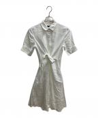 LAUREN RALPH LAURENローレンラルフローレン）の古着「クロップドスリーブシャツ 半袖ワンピース」｜ホワイト