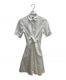 LAUREN RALPH LAUREN（ローレンラルフローレン）の古着「クロップドスリーブシャツ 半袖ワンピース」｜ホワイト