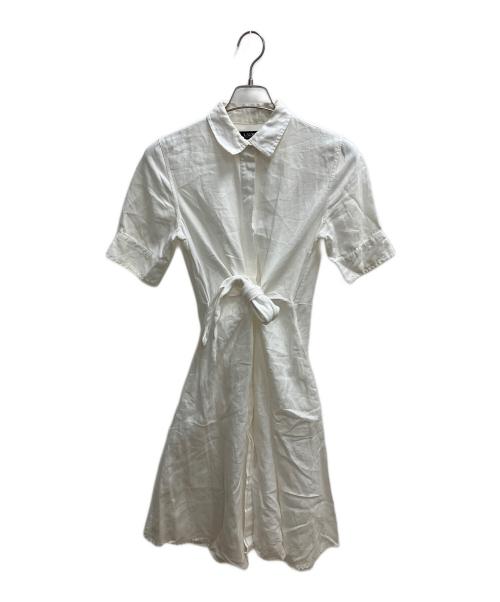 LAUREN RALPH LAUREN（ローレンラルフローレン）LAUREN RALPH LAUREN (ローレンラルフローレン) クロップドスリーブシャツ 半袖ワンピース ホワイト サイズ:SIZE 2の古着・服飾アイテム